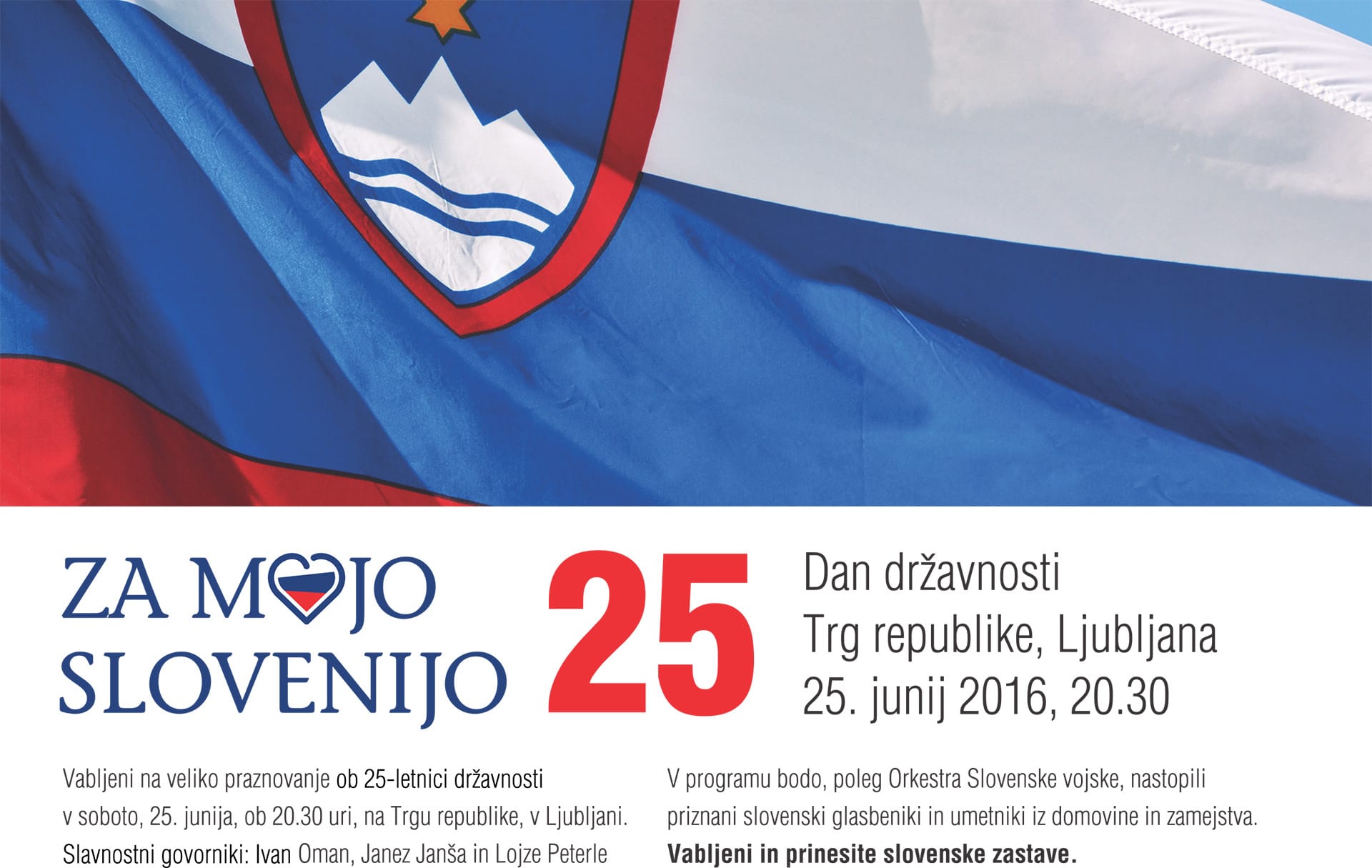 Vabljeni na veliko praznovanje ob 25-letnici državnosti