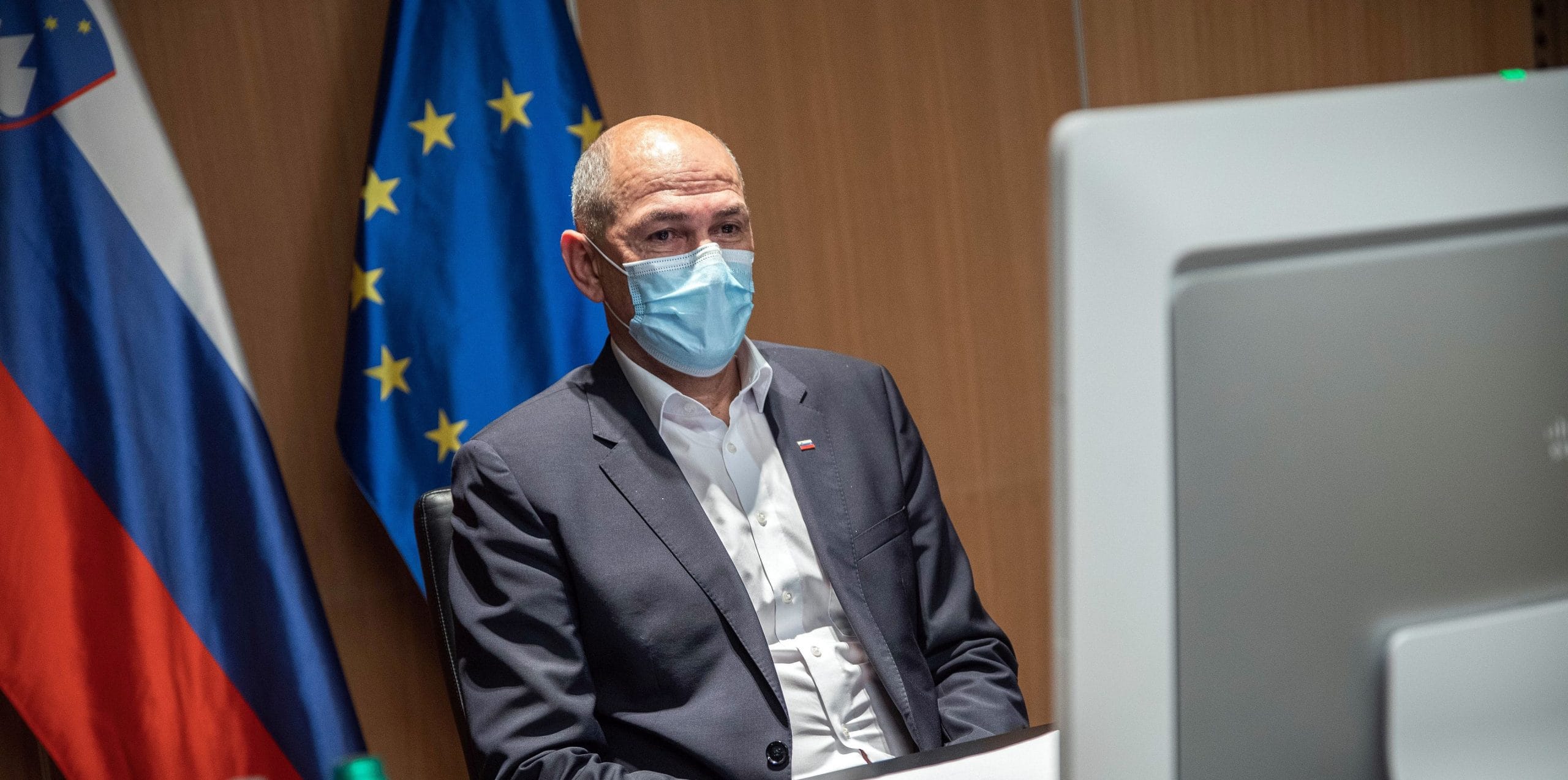 Predsednik vlade Janez Janša na zasedanju Evropskega sveta o COVID-19