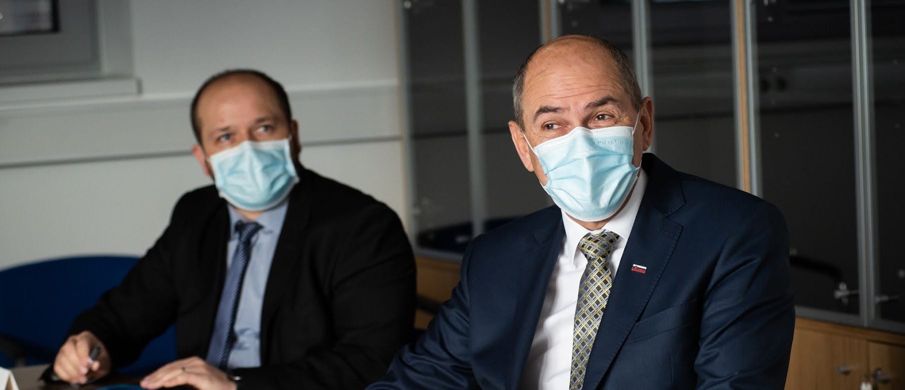 Predsednik vlade Janez Janša in minister za zdravje Janez Poklukar na delovnem obisku v Bia Separations-Sartorius