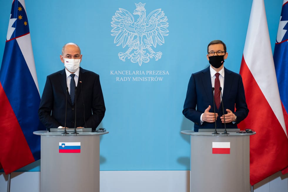 Predsednik vlade Janez Janša: S Poljsko delimo iste vrednote, zaradi katerih smo se povezali v EU in zvezo Nato, kjer smo se zavezali, da bomo te skupne vrednote tudi skupaj branili