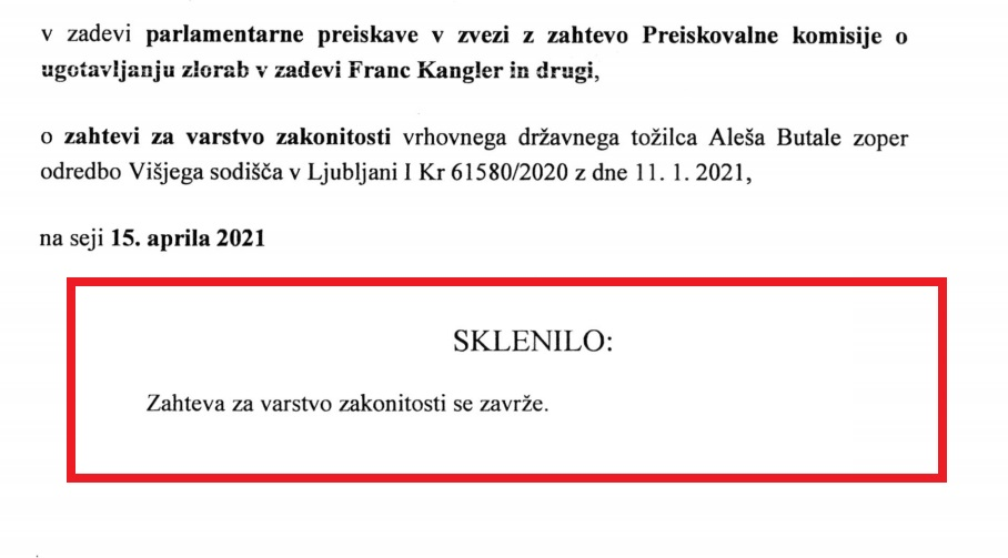 Zahtevo za varstvo zakonitosti VDT je Vrhovno sodišče zavrglo. Državna tožilstva morajo posredovati zahtevane podatke parlamentarnim preiskovalnim komisijam