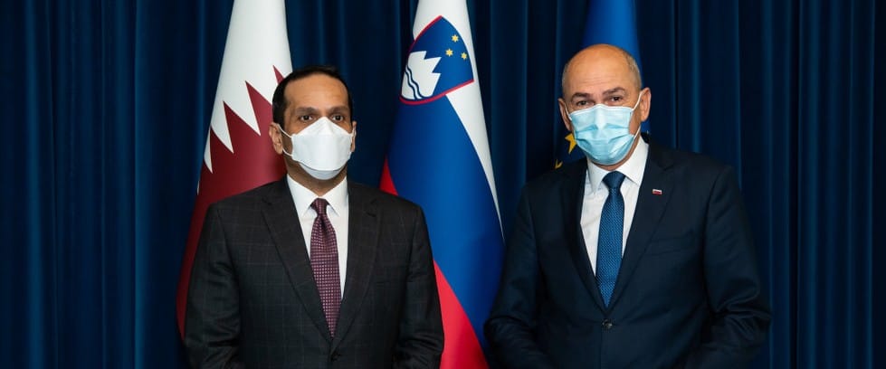 Predsednik vlade Janez Janša s katarskim podpredsednikom vlade in ministrom za zunanje zadeve