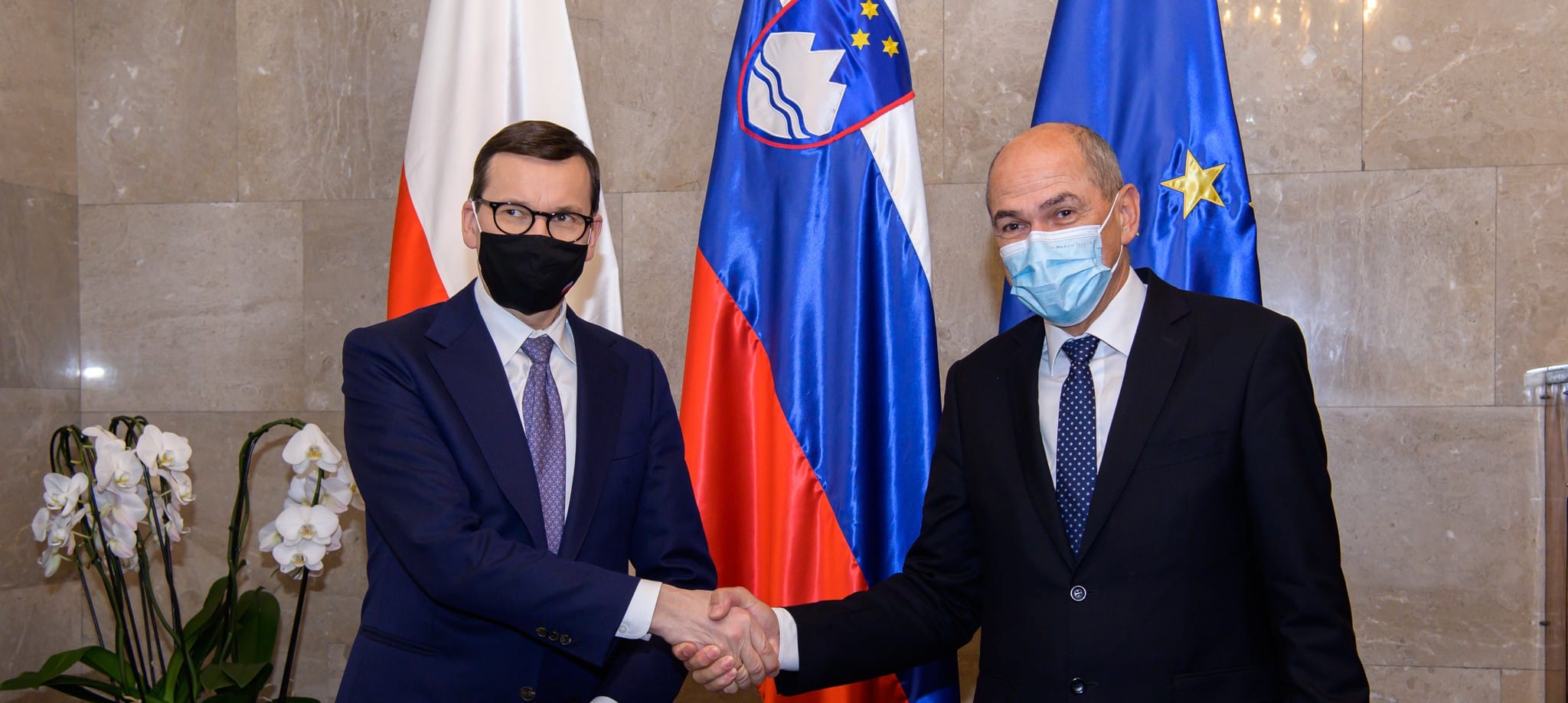 Srečanje predsednika vlade Janeza Janše s poljskim predsednikom vlade Mateuszom Morawieckim