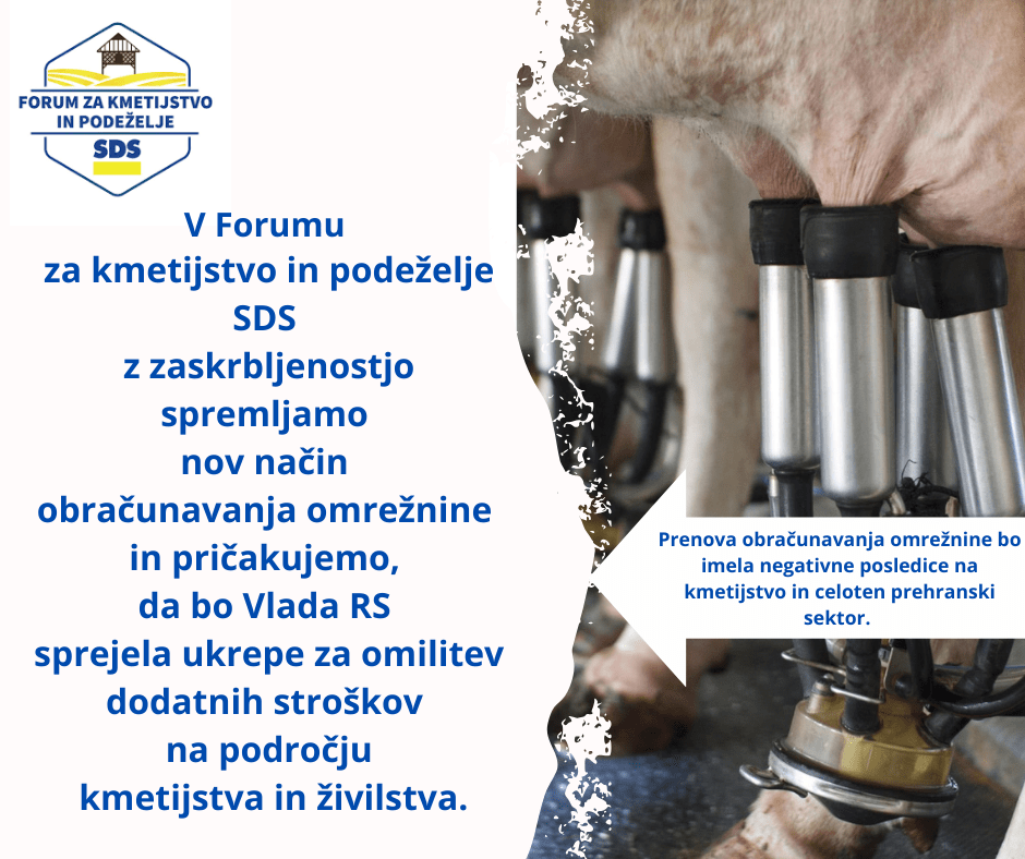 Forum za kmetijstvo: Prenova obračunavanja omrežnine bo imela negativne posledice na kmetijstvo in celoten prehranski sektor