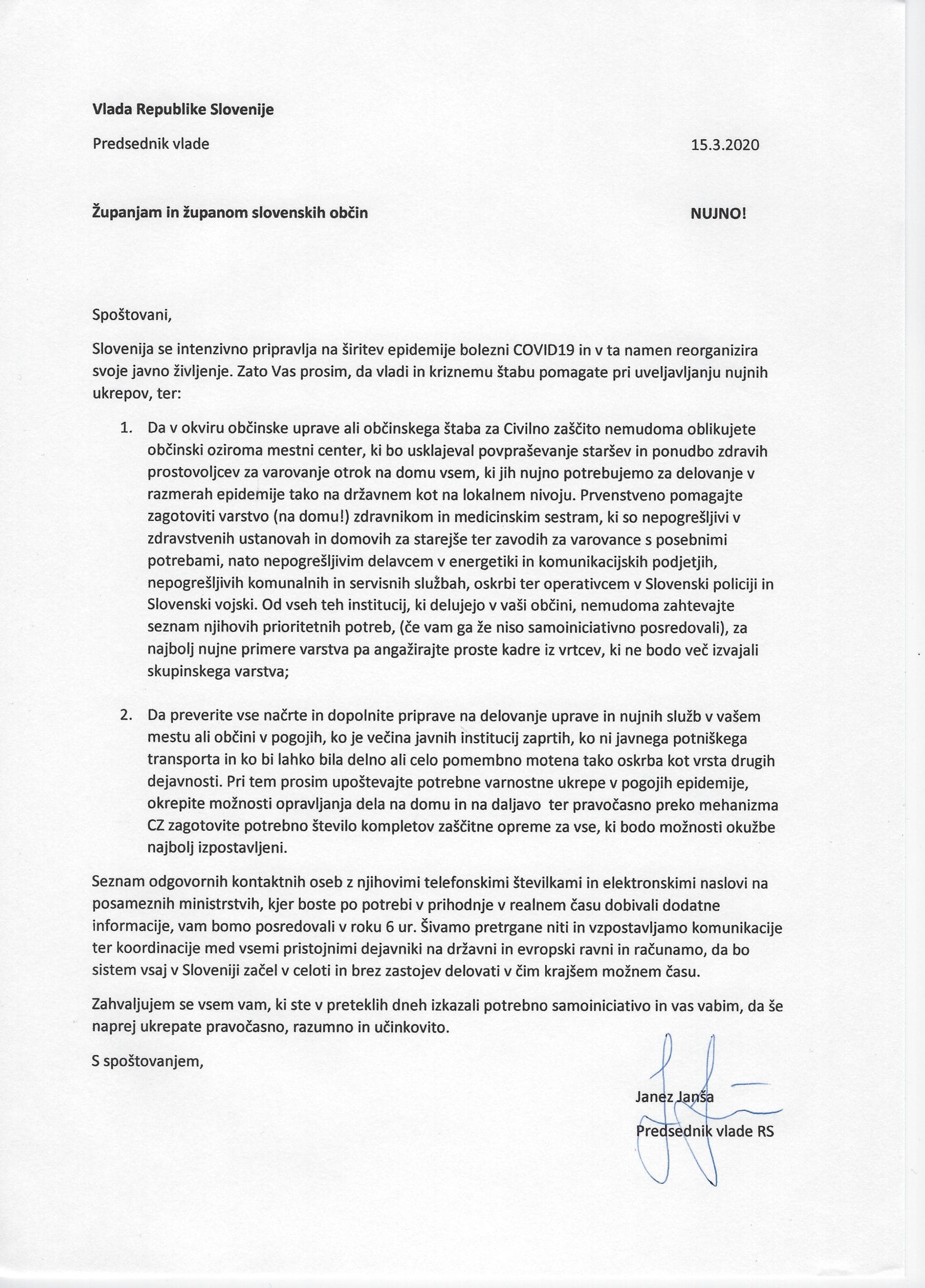 Dopis županom