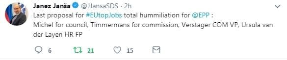 Janez Janša tvit Bruselj 2