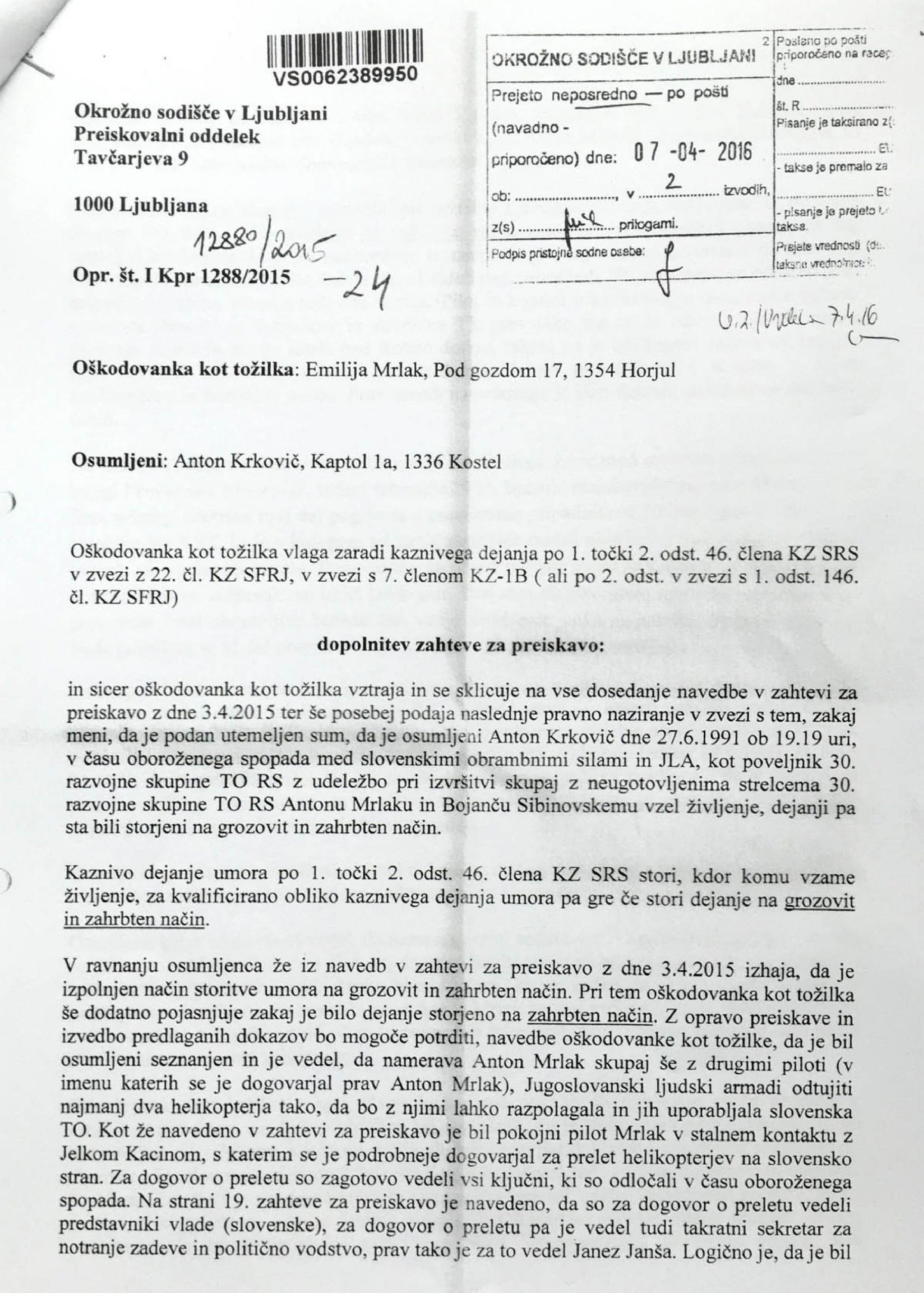 Nova obtožnica