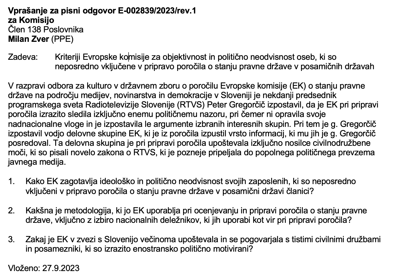 EK odgovor vprašanje 1