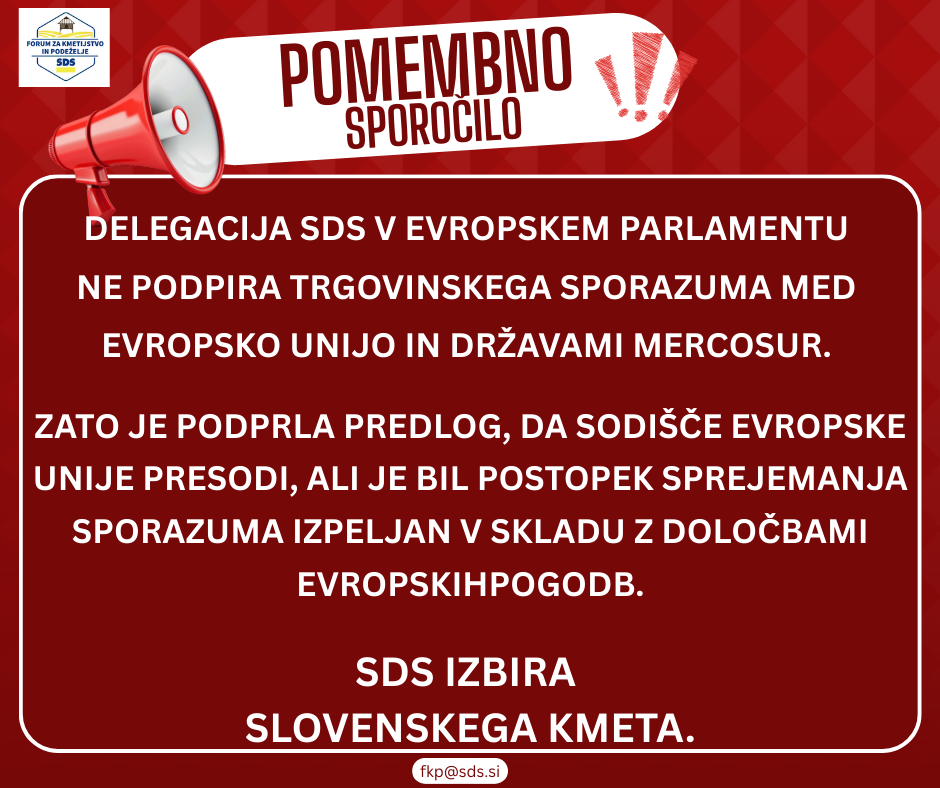 SLOVENSKO KMETIJSTVO IN VARNA HRANA STA STRATEŠKEGA POMENA