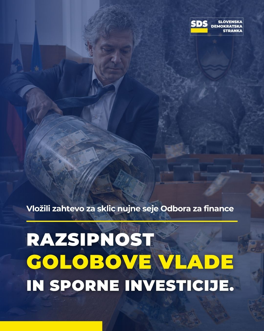 Zaradi negospodarnega ravnanja Golobove vlade zahtevamo nujno sejo Odbora za finance