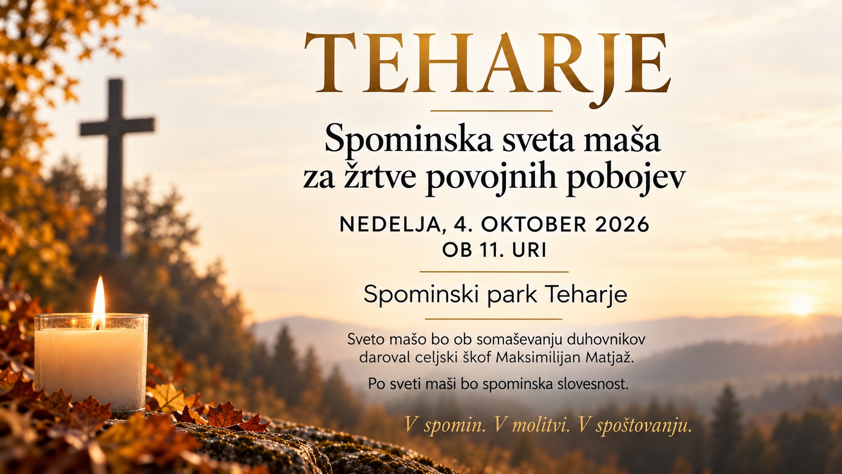 TEHARJE – VABILO K MOLITVI IN OHRANJANJU SPOMINA NA ŽRTVE POVOJNIH POBOJEV
